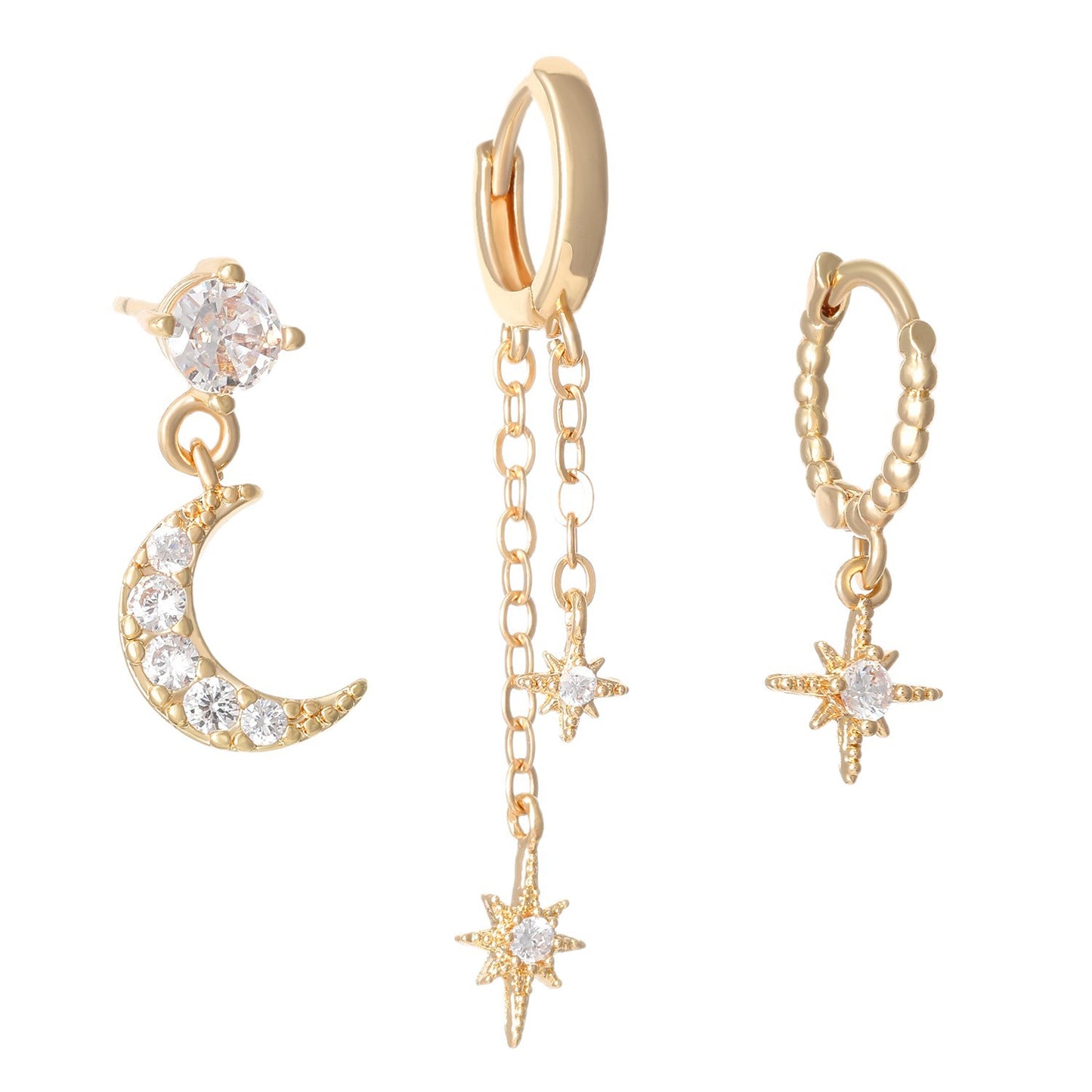 ARETE SET DE LUNA Y ESTRELLA