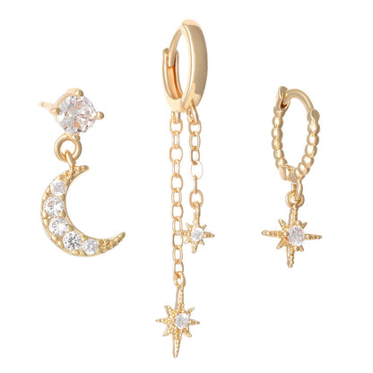 ARETE SET DE LUNA Y ESTRELLA