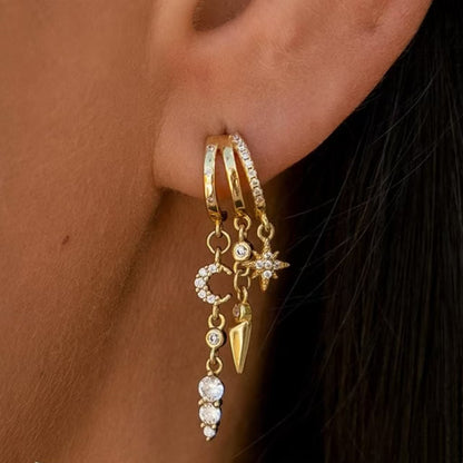 ARETE SET DE LUNA Y ESTRELLA