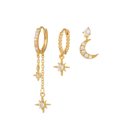 ARETE SET DE LUNA Y ESTRELLA